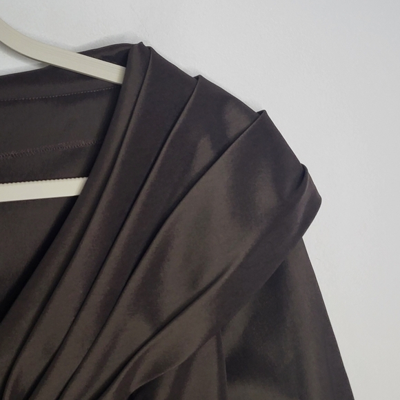 Tadashi Shoji Mother Of The Bride Taffeta Top ONLY Size 4 Espresso Brown Jewel - Picture 7 of 16